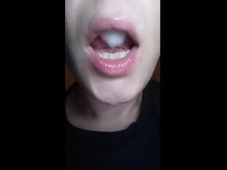 skillfully played with cum in her mouth